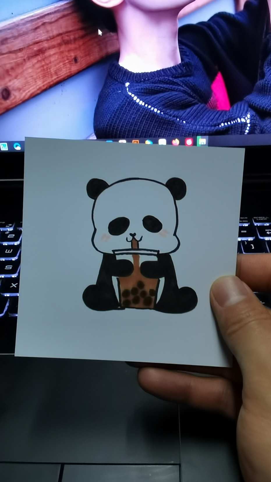爱喝奶茶的熊猫 简笔画
